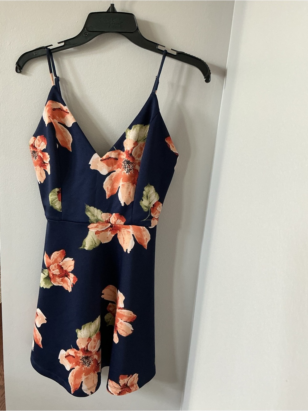 Love Tree Navy Floral Spaghetti Strap Mini Dress